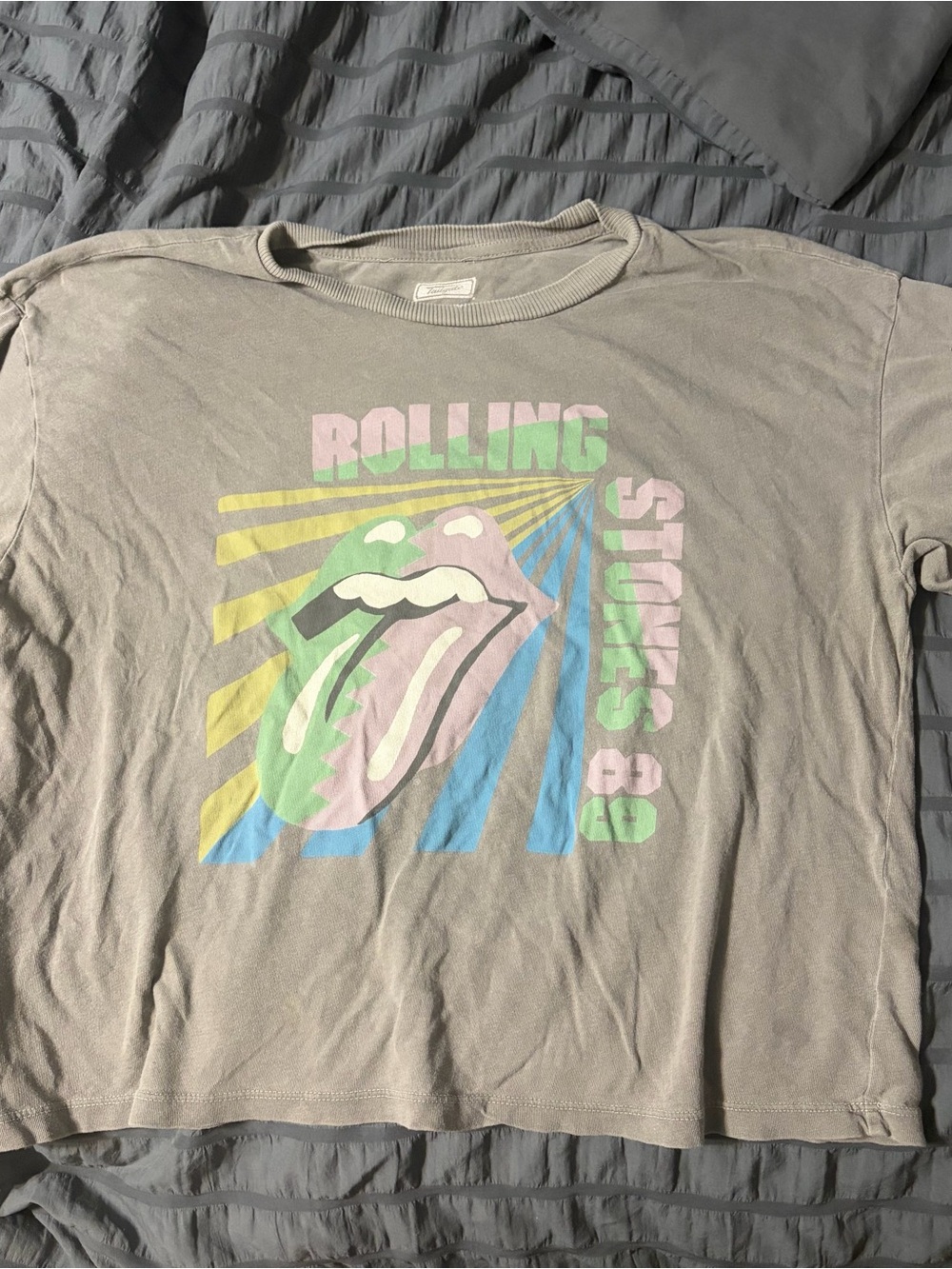 Rolling Stones Pastel Graphic Short Sleeve Tee - Gray medium